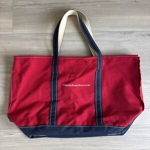 Vintage LL Bean Large Boat & Tote Red & Navy Blue Canvas Bag Deluxe Bag Mint Con